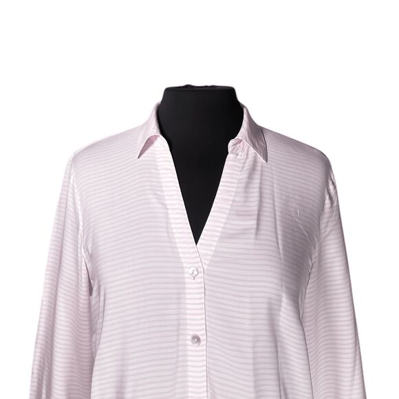 J. Jill Women's Shirt Button Up Pink White Striped V-Neck Blouse Tunic Top Small - Picture 5 of 9